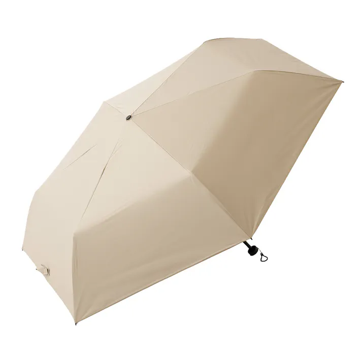 日差しも紫外線も雨も遮れる軽量折傘 60cm ベージュ