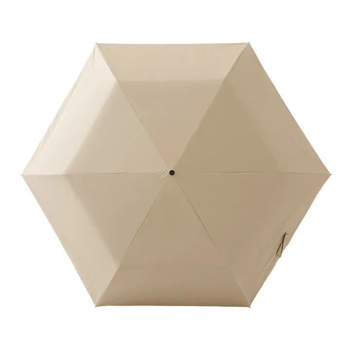 日差しも紫外線も雨も遮れる軽量折傘 60cm ベージュ