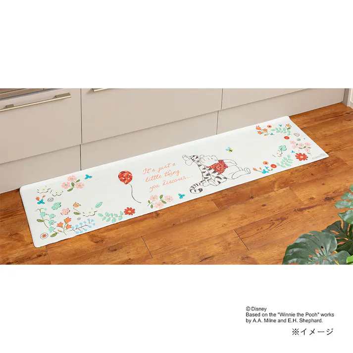 すき間を埋めるキッチンマット L-Fit くまのプーさん 45×180cm 厚み6mm クッション性 抗菌 燃えにくい 防カビ 拭くだけお手入れ