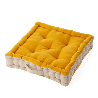 フロアクッション イエロー/ベージュ 40x40cm