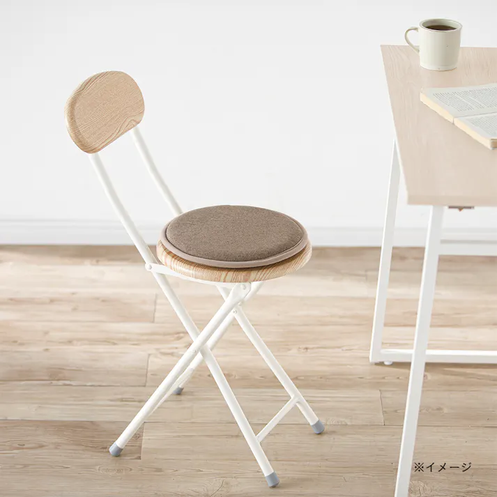 チェアクッション ブラウン 幅30cm 奥行30cm 高さ4cm 丸形 裏面すべり止め 座り心地改善 パイプチェア 椅子