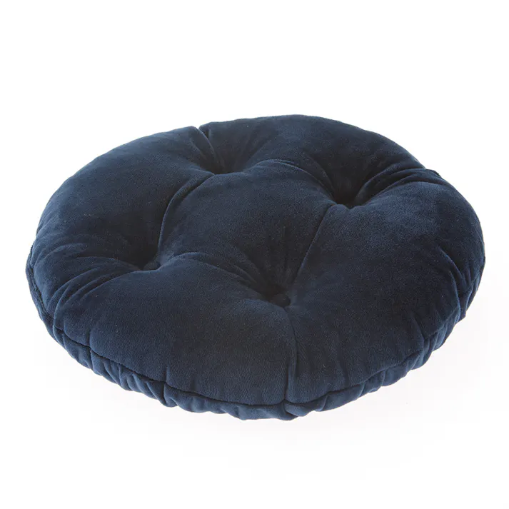 ふわふわチェアクッション ネイビー 幅30cm 奥行30cm 高さ7cm 丸形 裏面すべり止め 座り心地改善 パイプチェア 椅子