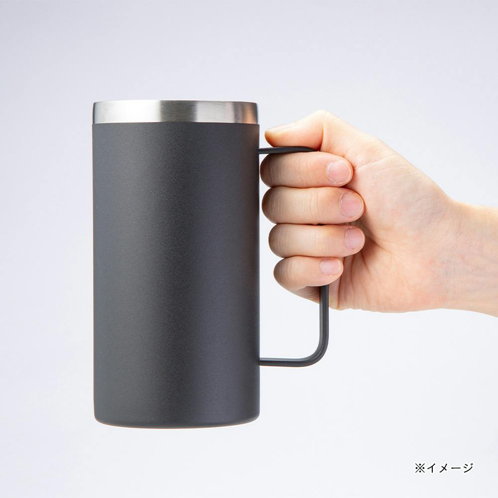 ハンドメイドステンレスジョッキ 真空断熱ステンレスジョッキ 樽型350mlロゴ、名入れ・ノベルティ