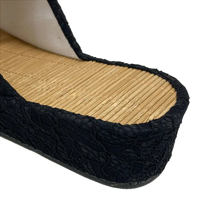 天然素材 ヒールアップ細竹 スリッパ ブラック