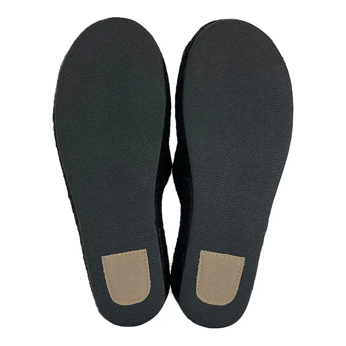天然素材 ヒールアップ細竹 スリッパ ブラック