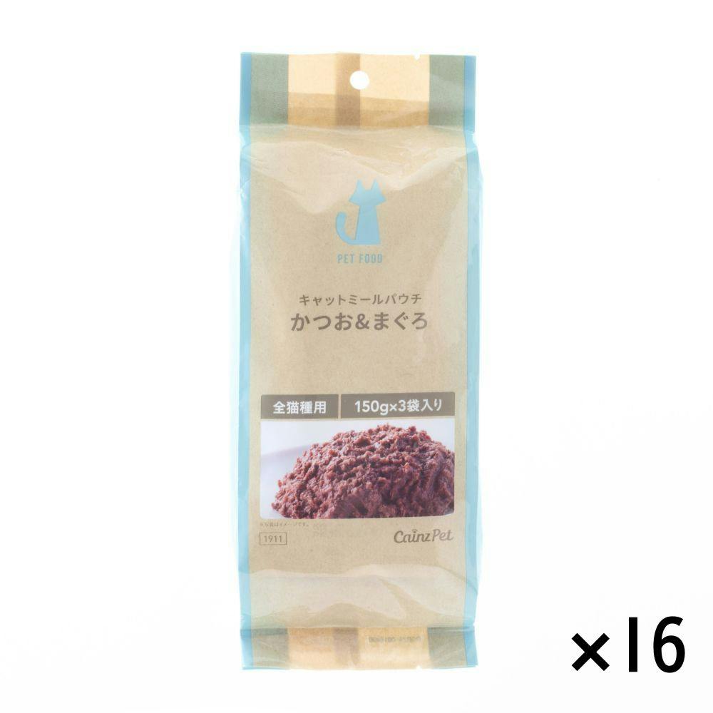 【ケース販売】キャットミールパウチ かつお＆まぐろ 450g×16個入