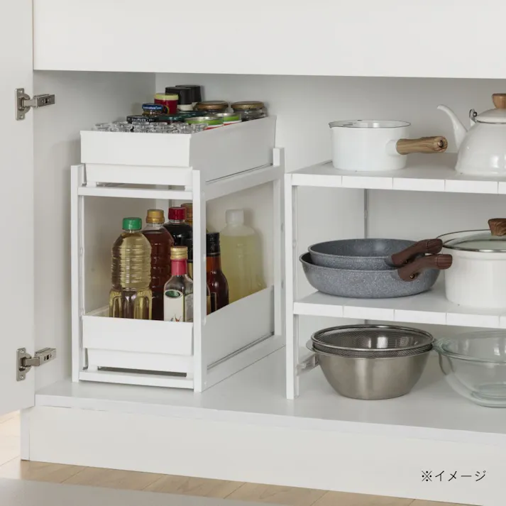 伸縮シンク下2段ラック