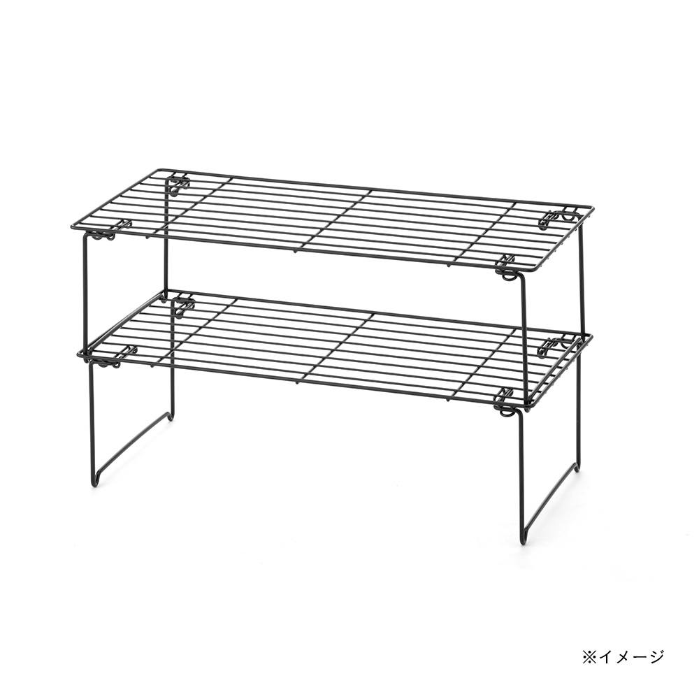 積み重ねできる折りたたみラック ブラック | 玄関収納 通販