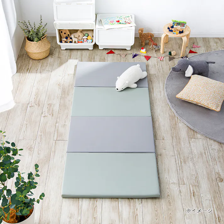折りたたみクッションマット グリーングレー 75×180cm