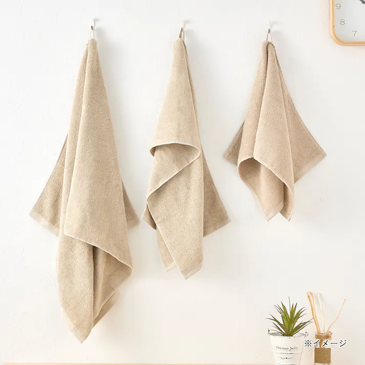 毛羽落ちしにくい抗菌防臭 フェイスタオル ベージュ