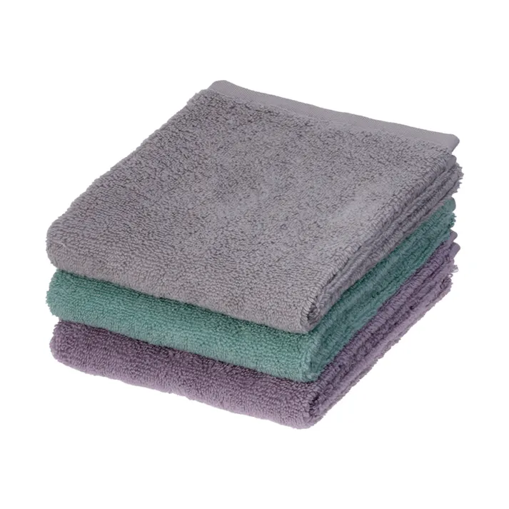 ふんわりやわらかフェイスタオル 3枚組 グレー/ブルーグリーン/パープル