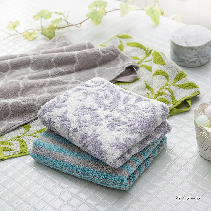 ふんわりやわらかフェイスタオル アラベスクパープル