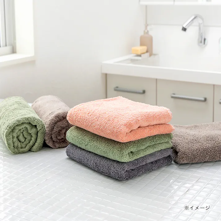 洗濯してもふんわり長持ちフェイスタオル グレー