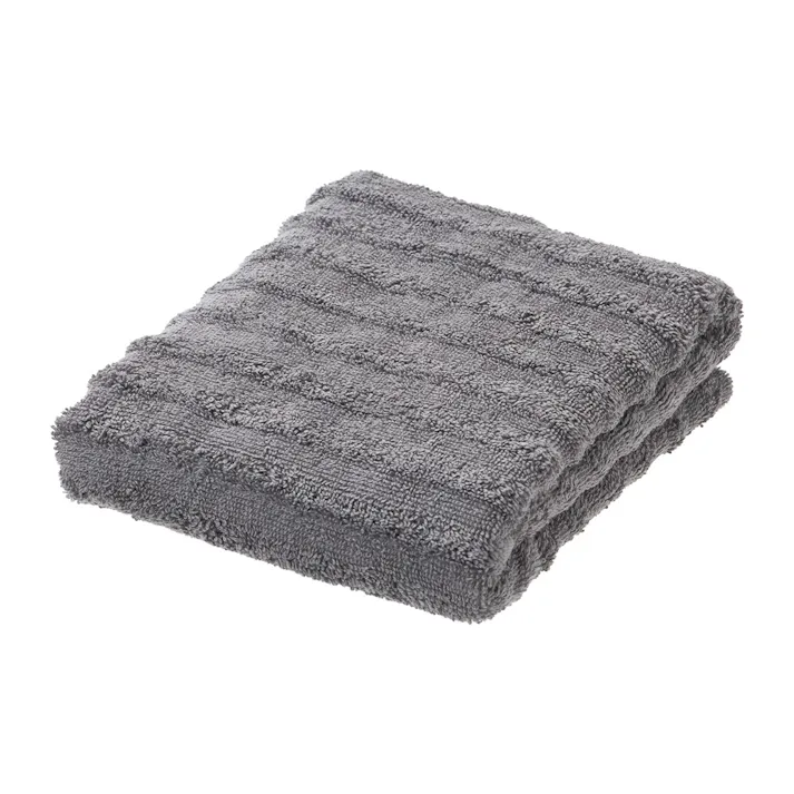 ふっくらドビーボーダー スリムバスタオル グレー