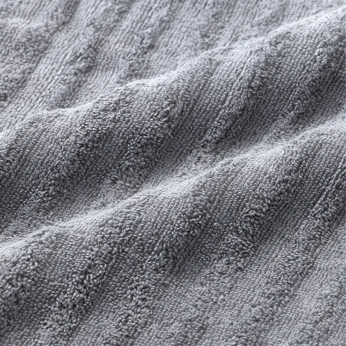 ふっくらドビーボーダー スリムバスタオル グレー