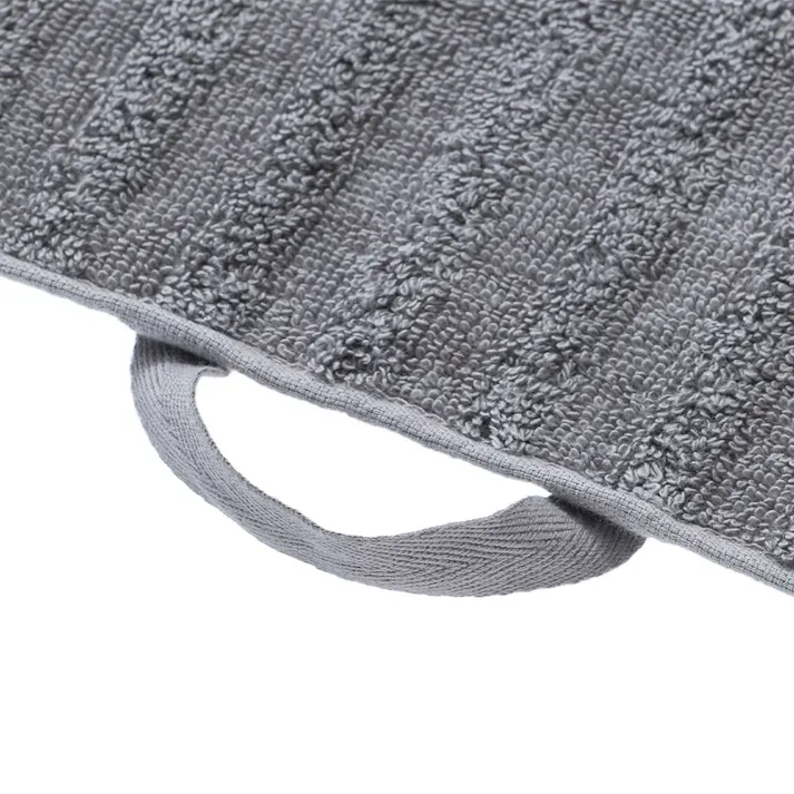 ふっくらドビーボーダー スリムバスタオル グレー