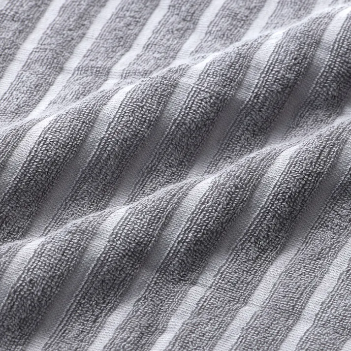 乾きやすいドビーボーダー スリムバスタオル グレー