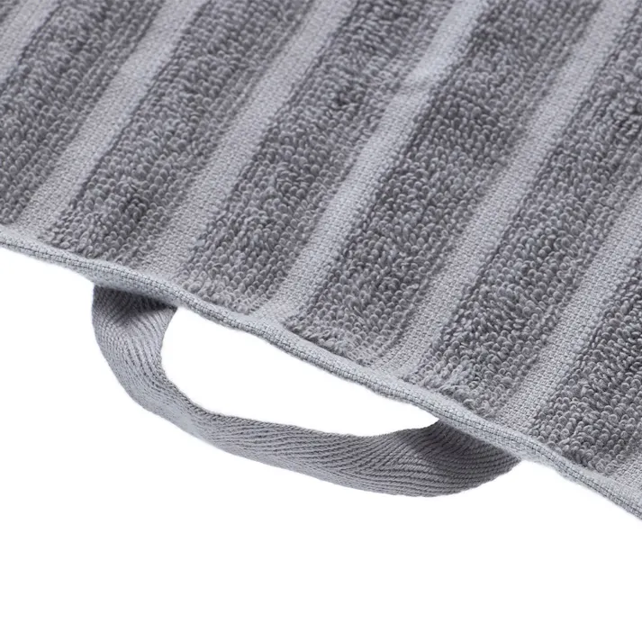 乾きやすいドビーボーダー スリムバスタオル グレー