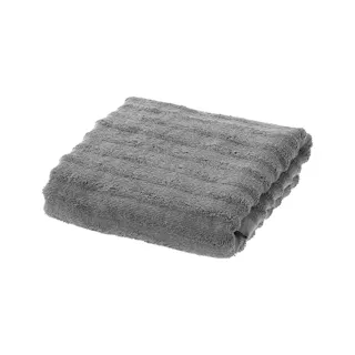 ふっくらドビーボーダー バスタオル グレー