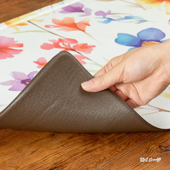 すき間を埋めるキッチンマット L-Fit フラワー 60×240cm 厚み6mm クッション性 抗菌 燃えにくい 防カビ 拭くだけお手入れ