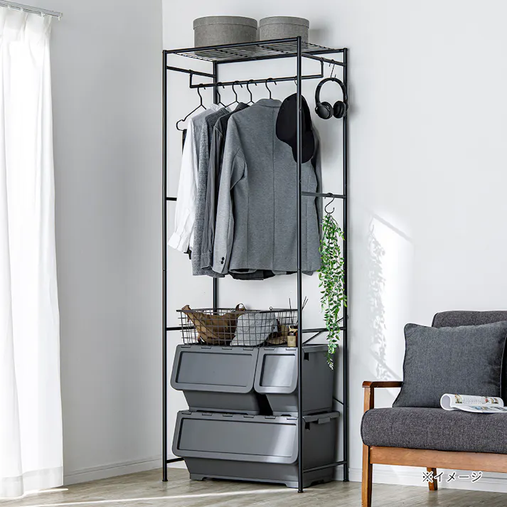 T33 チェスト上ハンガーラック ブラック