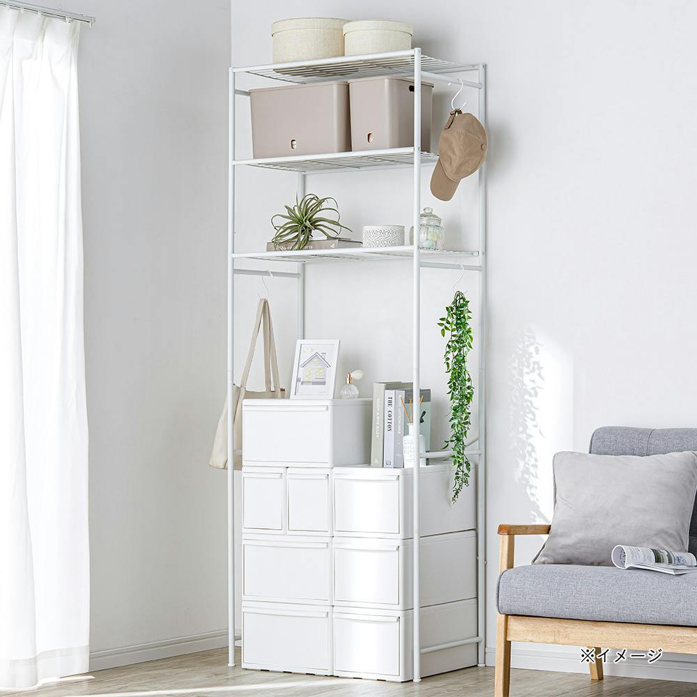 ラック【ホワイト】 ◇コーナン オリジナル LIFELEX カラーラック3段ホワイト 19Φ