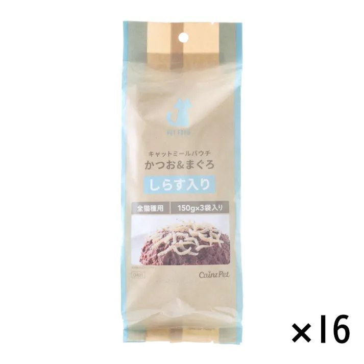 【ケース販売】キャットミールパウチ かつお&まぐろ 450g×16個入 しらす入り