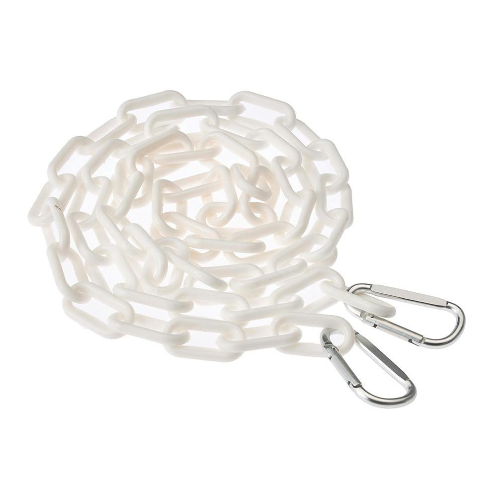 カラビナ付きプラスティックチェーン 2m ホワイト