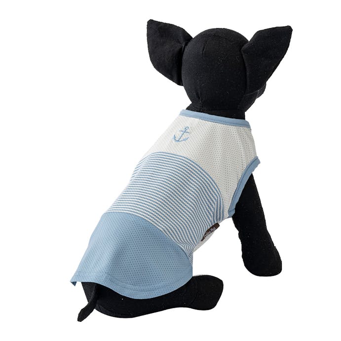 【送料無料】アンカープリントボーダーカットソー ブルー SDサイズ ペット服(犬の服)