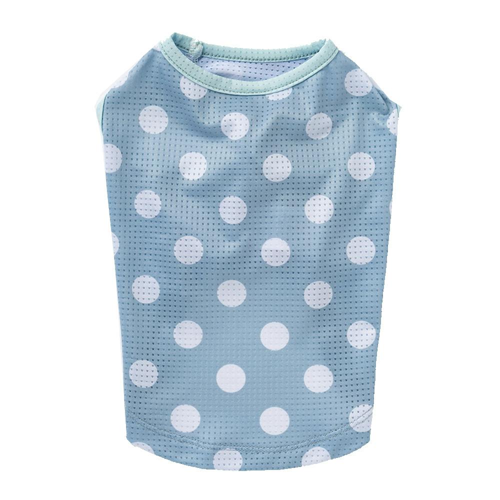 送料無料】ドットプリントタンクトップ ブルー MDサイズ ペット服(犬の