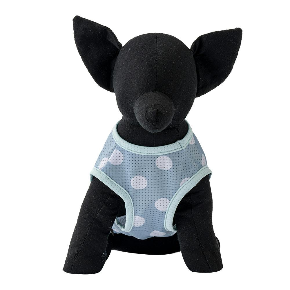 送料無料】ドットプリントタンクトップ ブルー MDサイズ ペット服(犬の