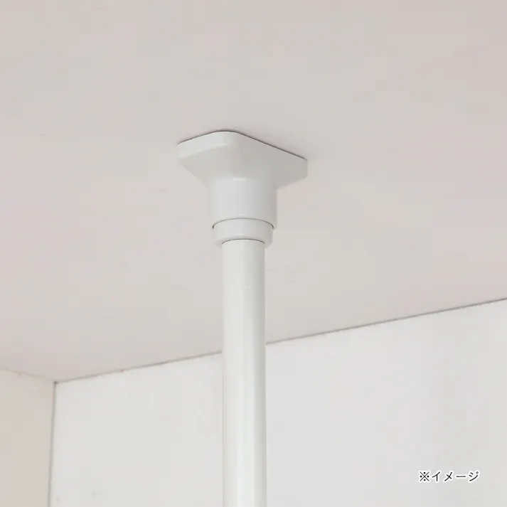 省スペースでもたくさん干せる突っ張り室内物干し竿受け2段 ホワイト