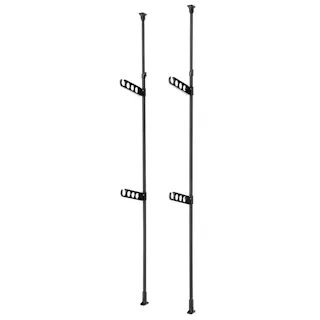 省スペースでもたくさん干せる突っ張り室内物干し竿受け2段 ブラック