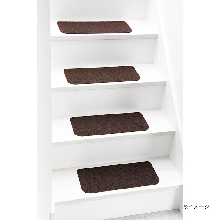 洗える吸着階段マット 15枚入り ブラウン 45×19cm