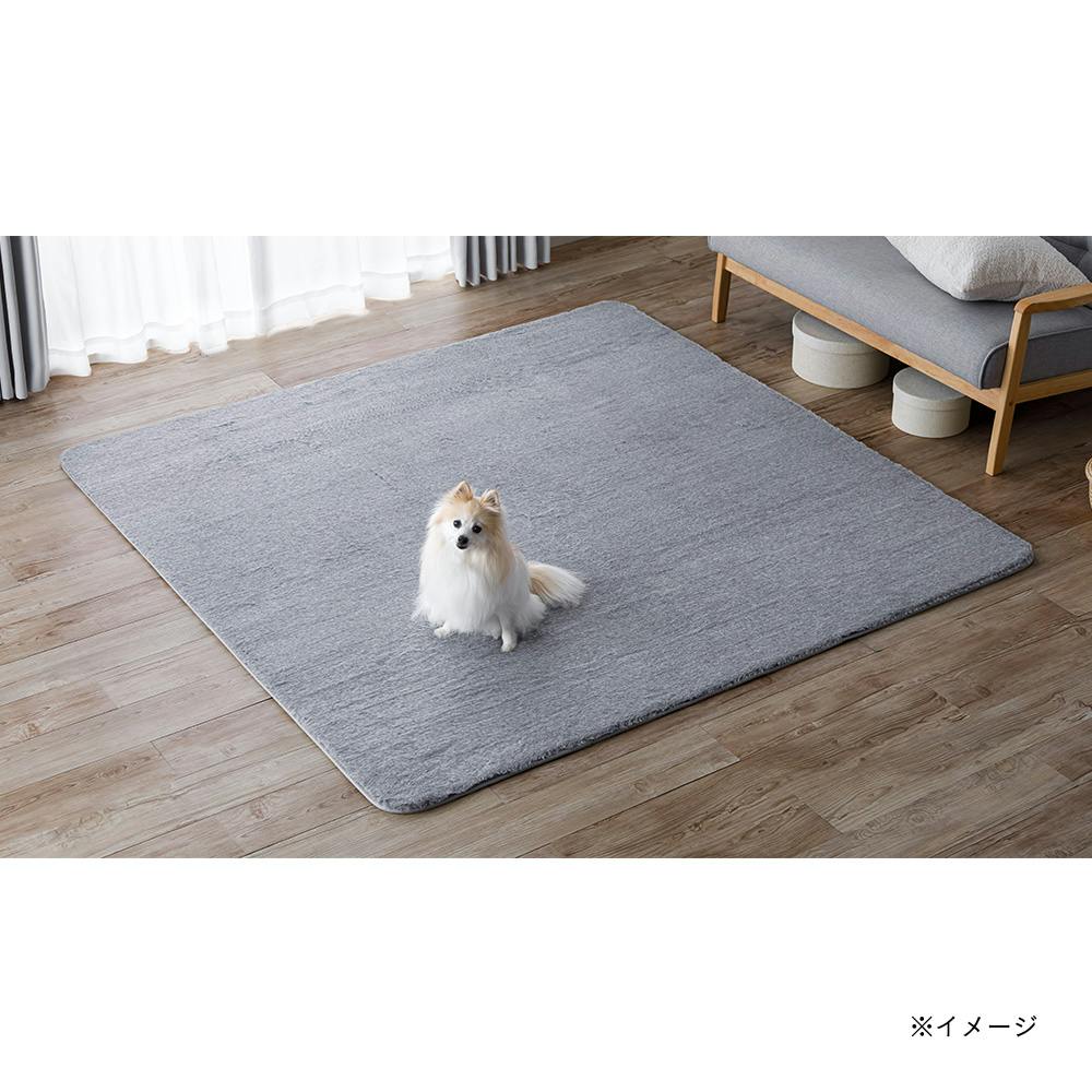 ラグ・カーペット dao 保温性のあるラグ ファー Pitapa グレー 185×185cm(販売終了