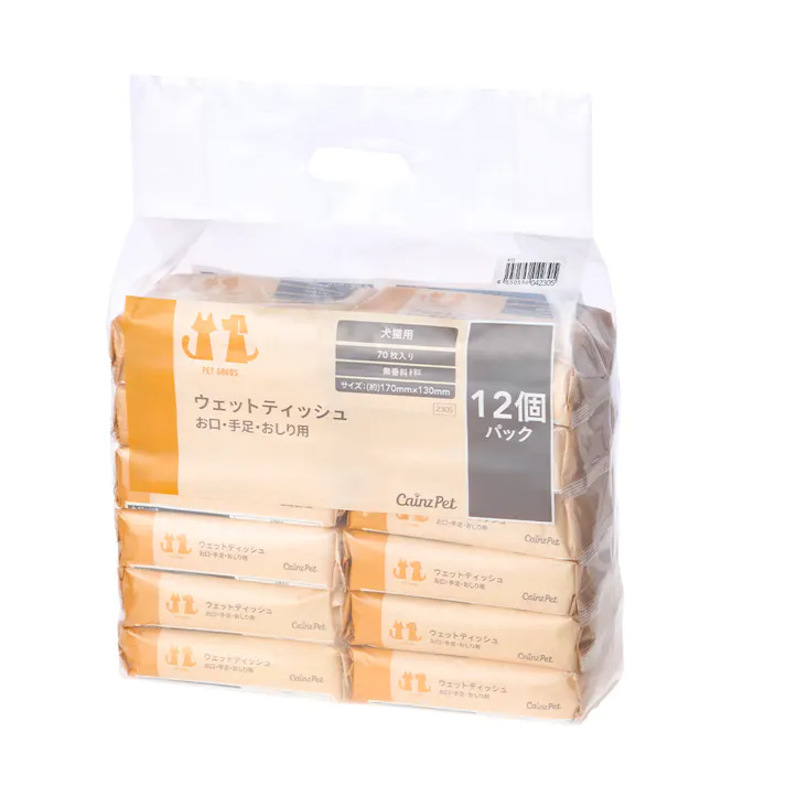 ペット用ウェットティッシュ大容量パック12個入り