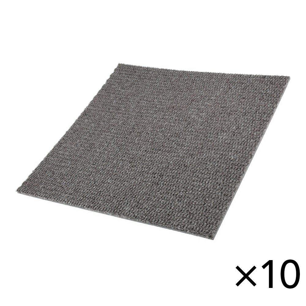 まとめ売り】燃えにくいタフトタイルカーペット 幅40cm 奥行40cm モカ