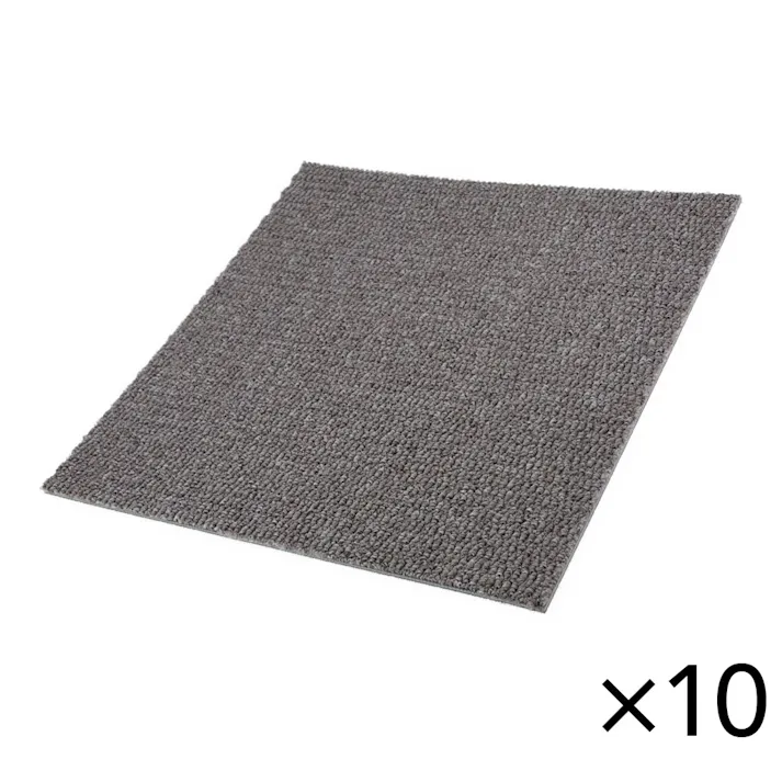 【まとめ売り】燃えにくいタフトタイルカーペット 幅40cm 奥行40cm モカ 10枚入
