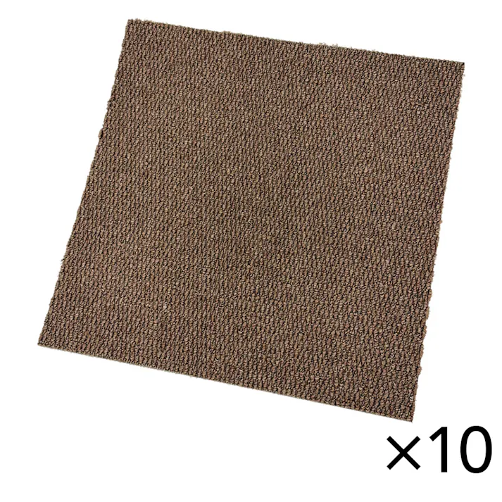 【まとめ売り】燃えにくいタフトタイルカーペット 幅40cm 奥行40cm ブラウン 10枚入