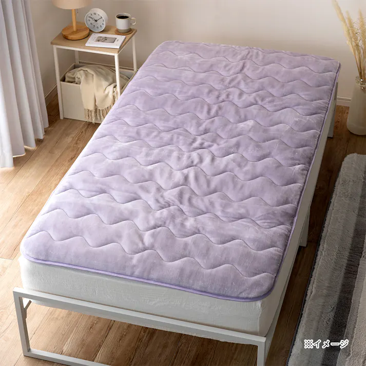 保温性のある敷パッド Pitapa パープル シングル