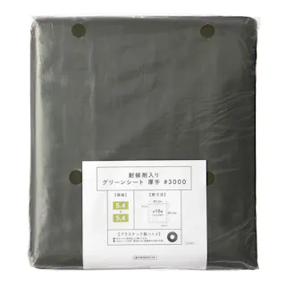 カインズ 耐候剤入り グリーンシート #3000 厚手 5.4m 5.4m 約18畳 ハトメ付き
