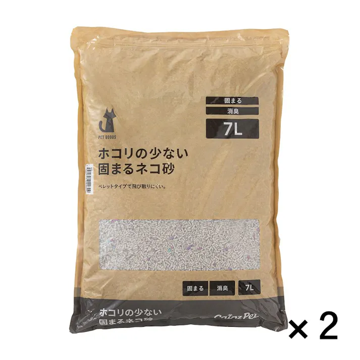 【ケース販売】猫砂 Pet’sOne ホコリの少ない固まる猫砂 7L×2個入 抗菌 大容量 飛び散り防止 不燃 ほこりの少ない