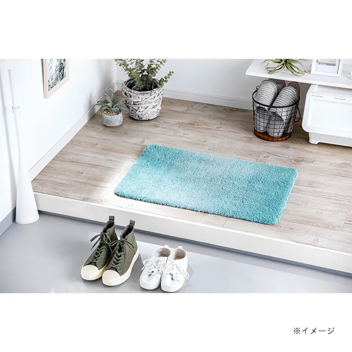 洗える玄関マット シャギー ミントグリーン 50×80cm