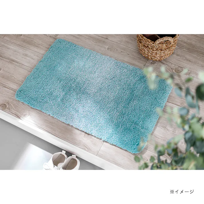洗える玄関マット シャギー ミントグリーン 50×80cm