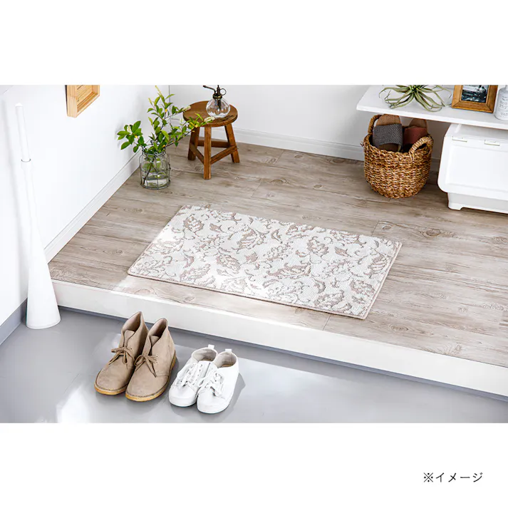 洗える丸編み玄関マット リーフ 50×80cm
