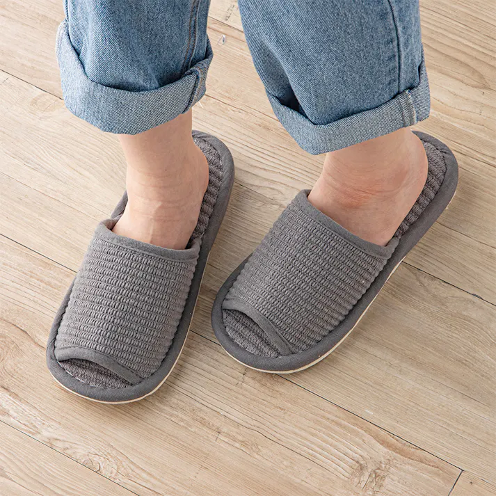 ふんわりコットンスリッパ 26~28cm グレー