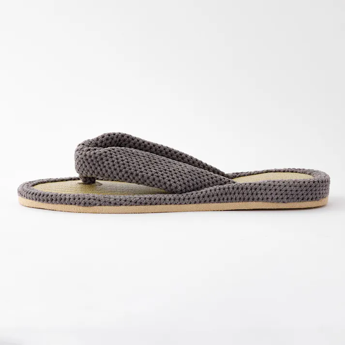天然い草鼻緒スリッパ グレー L