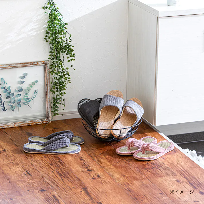 天然い草鼻緒スリッパ ピンク M