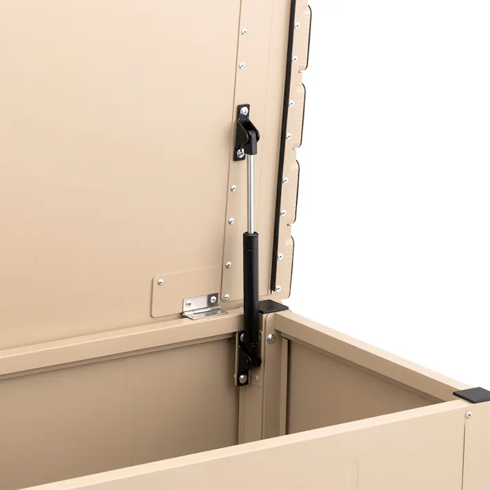 カインズ オリジナル 静かに開閉できるアルミ収納ベンチ ベージュ 幅180cm 奥行45cm 高さ48cm 縁台 屋外収納