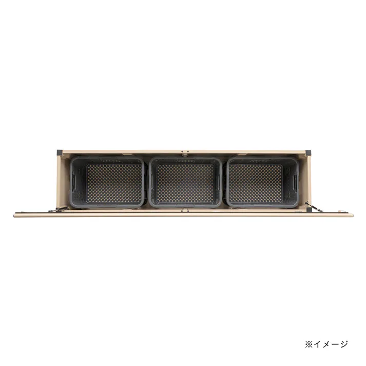 カインズ オリジナル 静かに開閉できるアルミ収納ベンチ ベージュ 幅180cm 奥行45cm 高さ48cm 縁台 屋外収納